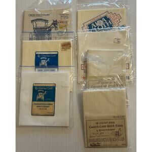 Vtg Large Lot Of 7 Packs Cross Stitch Fabric Charles Craft Aida 3160 White Cream